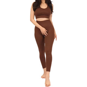 Haute qualité Slim Fit Yoga costume pour femmes tissu extensible femmes ensembles 2 pièces ensemble femmes respirant couleur unie séchage rapide - Product Image 1
