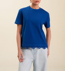 Camiseta de Verano al por Mayor de Alta Calidad con Logotipo Personalizado, Informal, de Manga Corta, 100% Algodón, Holgada, a Rayas, Transpirable y de Secado Rápido para Mujer - Product Image 5