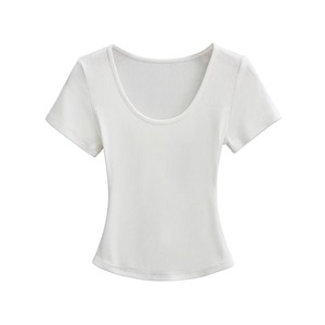 Camiseta corta con hombros descubiertos para mujer, tela elástica suave, ajustada, cuello en U, ropa de discoteca de moda y estilo callejero de verano 2025 - Product Image 6