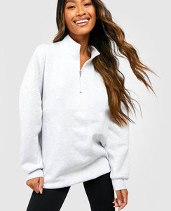 Sudadera Corta de Algodón con Cierre de Media Cremallera para Mujer, Transpirable, de Invierno, de 2 Piezas, con Logotipo Personalizado al por Mayor - Product Image 1