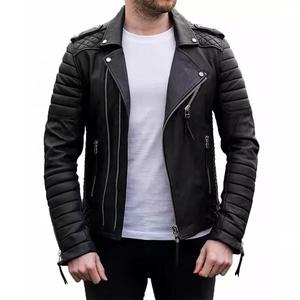 Veste de moto en cuir personnalisée de haute qualité pour hommes pour l'hiver nouveau style de fermeture éclair avec logo à l'avant - Product Image 1