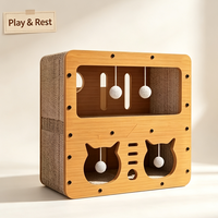Maison pour chat en carton double couche, cachette intérieure avec balançoire interactive, espace de jeu confortable, meubles pour chat, griffoir pour chat