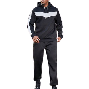 Conjunto de chándal de rayas blancas y negras con capucha y pantalones de Jogger de rayas laterales, traje informal de 2 uds para ropa deportiva de gimnasio, diseño de logotipo personalizado - Product Image 1