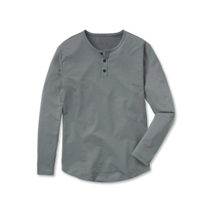 Custom Logo Buttery Soft 62% Polyester 33% Cotton 5% Spandex Signature Fit Long Sleeves Henley Curve Hem <strong>Sage</strong> Shirt