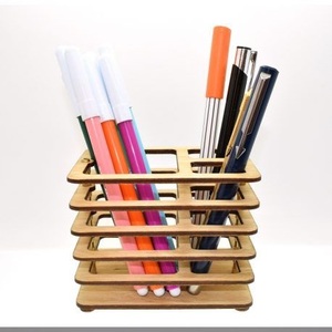 Soporte de madera hecho a mano para bolígrafos, organizador de escritorio de tamaño personalizado y forma de caja de lápices, soporte para mesa de Hotel - Product Image 6