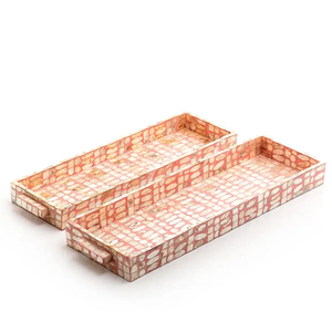 Exclusive Quality Designer <b>MOP</b> Serving Tray Handmade Set Of 3 Hot Selling Food Serving Tray With <b>Handle</b> Use For Parties - Product Image 4