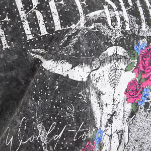 Personalizado Hombres Mujeres Hip Hop Streetwear Verano Peso Pesado Camisetas Estampado gráfico Unisex Algodón Top Lavado ácido Desgastado Camiseta - Product Image 4