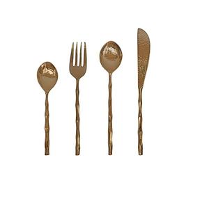 Nouveau ensemble de 4 couverts en métal plaqué or avec poignée pour mariage nouveau Look ensemble de couverts en métal nouveau couverts cuillère et fourchette - Product Image 2