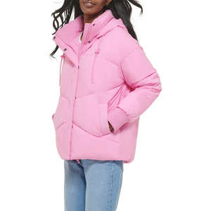 Abrigo de invierno de mujer de longitud media grueso de alta calidad con colores de contraste chaqueta acolchada con capucha para hombres abrigos cálidos de invierno - Product Image 2