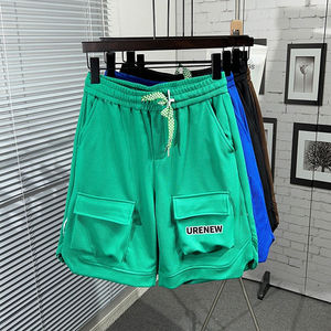 <b>Mens</b> Vintage Cotton Sweat <b>Shorts</b> Custom Logo High Street Style <b>Elastic</b> <b>Waist</b> 100 Percent Cotton Embroidered Basketball - Product Image 3