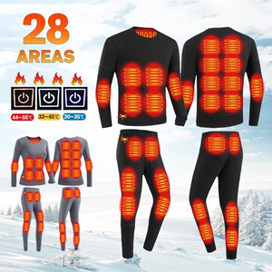 Ensemble 2 pièces thermique chauffant et respirant pour homme, <span class=keywords><strong>sous</strong></span>-vêtements chauffants à 28 zones (haut et bas), rechargeable, pour l'hiver - Product Image 1