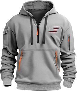 Sweat-shirt tactique pour hommes Pull à capuche zippé et solide Poches d'entraînement Running Active Made Fleece Fabric Sports industry - Product Image 1