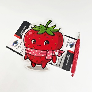 Paleta de pestañas magnética de fresa roja de verano personalizada, soporte de paleta de extensión de pestañas acrílicas bonitas, pinzas de artistas sostenibles, azulejos - Product Image 5