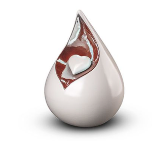 Urne funéraire en métal durable de couleur personnalisée, design en forme de larme blanche, cœur, artisanat américain, pour adultes, fournitures funéraires - Product Image 1