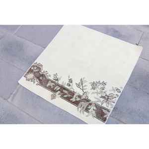 Tapis turc vintage, petit tapis de 2,8 x 2,7 pi (84 x 83 cm), tapis en laine blanc patchwork - Product Image 2