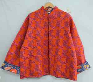 Veste matelassée faite à la main, veste en coton à imprimé bloc pour femmes, manteau court d'hiver, veste à manches longues, veste à imprimé floral - Product Image 3