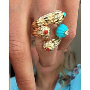 Anillo de Latón Chapado en Oro con Textura Colorida y Elegante, Ajustable, Hecho a Mano, Resistente al Deslustre y al Agua, Joyería, Regalo de Boda - Product Image 2