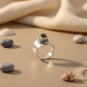 "<b>Turquoise</b>/Rhodium Plated/Rhodium Plated Sterling Silver <b>Ring</b> (Bezel Setting/Setting) for Women/Wedding" - Product Image 1