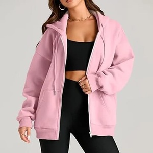 Sudadera con Capucha Personalizada Estilo Y2K para Mujer, con Cierre, Costuras en Contraste, Corte Cuadrado, Estampado Puff Personalizado, Sudadera Extra Grande para Mujer - Product Image 2