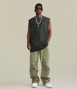 Chaleco de verano para hombre, camiseta sin mangas de lavado ácido de algodón 100% de alta calidad, camiseta sin mangas de gran tamaño Vintage elegante, camisetas sin mangas personalizadas - Product Image 4