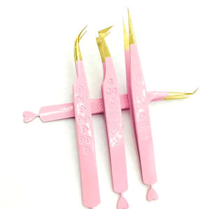 Pinzas para Pestañas de Acero Inoxidable Rosa, Diseño de Corazón, Agarre Sencillo, Pinzas para Extensión de Pestañas con Empaque de Caja de Cartón - Product Image 5