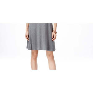 Abito da donna casual da festa Style Co, grigio tinta unita, a maniche corte, vita naturale, traspirante, con cerniera decorativa, taglie XL, corto - Product Image 3