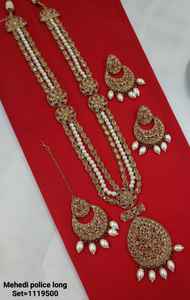 INDIAN TRADITIONAL and <b>FASHIONABLE</b> COPPER <b>JEWELLERY</b> BRIDAL WEDDING <b>JEWELLERY</b> SET for WOMEN EARRINGS and NECKLACE SET - Product Image 5