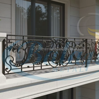 Balustrade de balcon moderne en fonte Balaji Metals EBM-2560, panneau de garde-corps décoratif en métal complexe, gris poli, sans cadre, anti-UV
