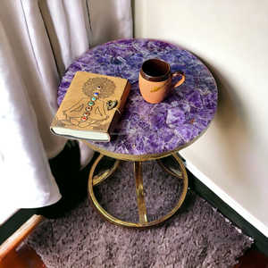 Mesa Redonda de Resina de Amatista de Cristal Natural PARA EL Hogar, Mesa de Centro de Lujo Moderna, Muebles de Oficina - Product Image 2