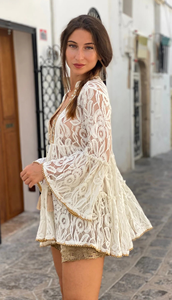 Nouvelle Robe de Plage Longue en Coton Biologique 100% pour Femme, Motif Floral en Dentelle au Crochet, Lavable, avec Boutons – Collection Été 2025 - Product Image 6