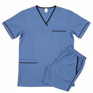 Conjunto de Uniforme Médico Unisex con Cuello en V, 100% Algodón Satinado, Personalizado OEM, con Múltiples Bolsillos, Detección de Agujas, Fusión sin Costuras, para Uso Hospitalario - Product Image 5