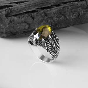 Wholesale Azuris 925 Sterling <b>Silver</b> Ottoman Style Men's <b>Ring</b> Naturel Stone Agate Handmade in Turkey VALKH1159 - Product Image 1