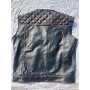 Men Genuine Leather Biker <b>Vest</b> With A Traditional Cut Designed For Everyday Riding Soft Sublimated Silk Inside Lining - Product Image 6