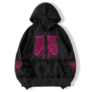 Sudadera con Capucha de Diseño Personalizado, 100% Algodón, con Pedrería, Forro Polar, Estilo Urbano, Cierre Completo, para Hombre, Alta Calidad - Product Image 4