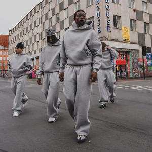 Conjunto de Sudadera con Capucha y Pantalones Deportivos de Algodón Grueso de Invierno de Alta Calidad Personalizados para Hombre - Product Image 2