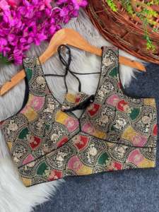 Nueva blusa de trabajo Codding estilo Bollywood Faux Georgette secuencia pesada e hilo bordado blusa de trabajo con espalda Latkan - Product Image 3