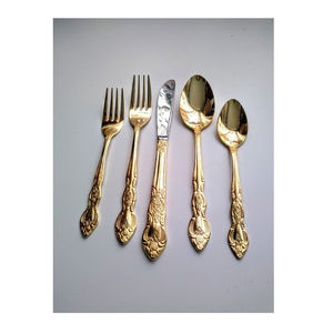 Vajilla de venta directa de fábrica, juego de cubiertos de acero inoxidable chapado en oro de alta calidad para restaurantes, cenas - Product Image 2