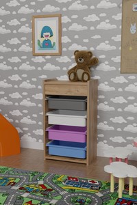 Armoire de rangement moderne ARD GLOBAL pour enfants, pour les chambres de bébés et d'adolescents, en panneaux de particules, emballage postal inclus FD-TC4B-001 - Product Image 2