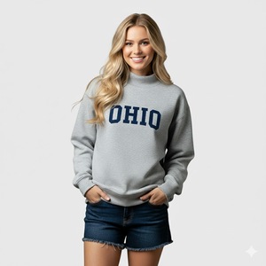 Sudadera Casual Ecológica de Algodón y Felpa para Invierno, Talla Grande, Cuello Alto Simulado, Manga Larga, Personalizable en la Parte Delantera - Product Image 1