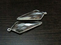 Pendentif en forme de pointe de flèche en argent sterling, 2 pièces, quartz clair à facettes, 15x35mm