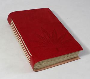 สมุดปกหนัง TC แพะสีแดงแท้ทำด้วยมือพร้อมใบปอบนหน้าปกสมุดโน้ตที่มีเอกลักษณ์ - Product Image 3