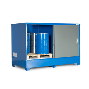 Deposito di materiali pericolosi in acciaio, con porte scorrevoli, per 2 IBC o 8 barili - Product Image 2