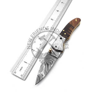Couteau de poche pliant en acier damas personnalisable OEM manche en résine traversin gravé pour camping en plein air chasse bricolage - Product Image 1