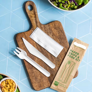 Nouveau couteau à papier personnalisé avec logo imprimé, 135 mm, compostable, biodégradable, vaisselle écologique pour les services de restauration et les événements - Product Image 1