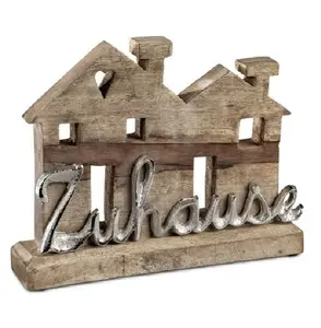 House Shaped Background Decorative lettering Zuhause made of mango wood and Aluminium With Customized Color And Sizes