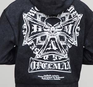 เสื้อฮู้ดแบบสวมหัวสำหรับผู้ชายเสื้อสเวตเตอร์มีฮู้ด450gsm พิมพ์ลายสกรีนผ้าฝ้ายสไตล์สตรีทแวร์ผลิตตามสั่ง - Product Image 2