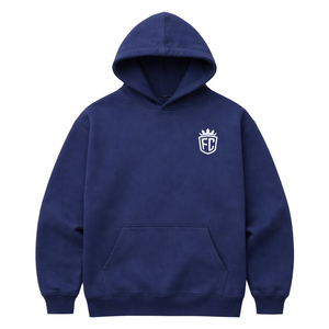 <b>Mens</b> Dark Blue Oversized <b>Hoodie</b> Pullover 50% Cotton 50% Polyester Drop Shoulder Streetwear Relaxed Fit Winter Plain Dyed - Product Image 1