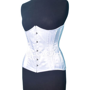 Corset en satin rouge cintré sous le buste avec armatures en acier - Product Image 4