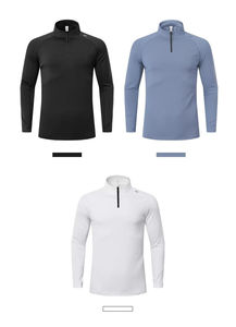 T-shirts de sport respirants à coupe sèche pour hommes, vêtements de fitness en polyester et spandex, chemises de football sportives à col montant et à manches tricotées - Product Image 5