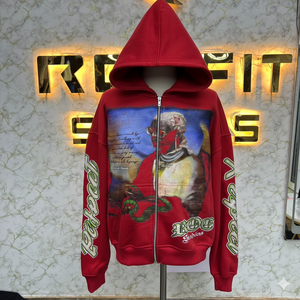 Servicios OEM Tasa ajustable Diseño único Fabricante superior Cliente Más demanda Serigrafía Nuevo estilo Cremallera Sudaderas con capucha - Product Image 5